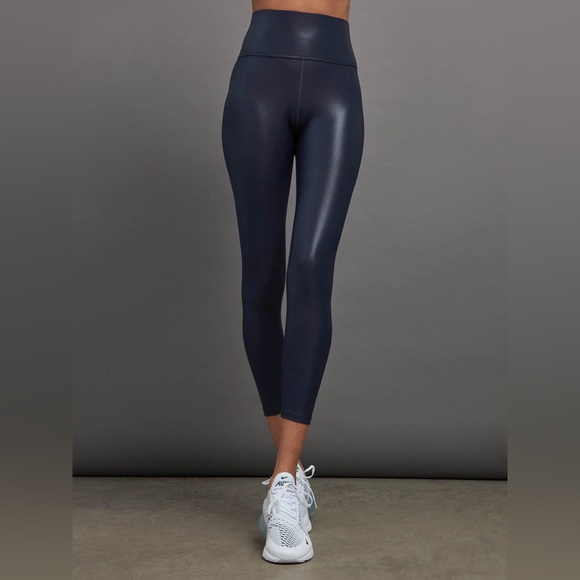 CARBON38 High Rise 7/8 Legging in Takara Shine navy blue leggings small - Picture 5 of 9